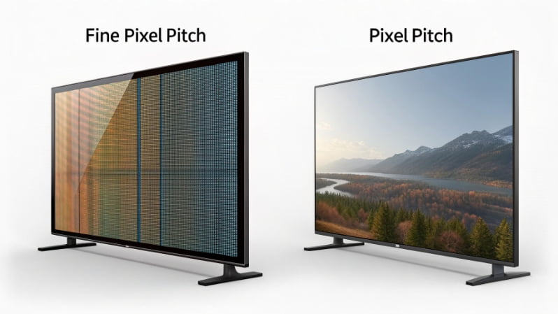 Pixel pitch comparison P1.2 vs P4