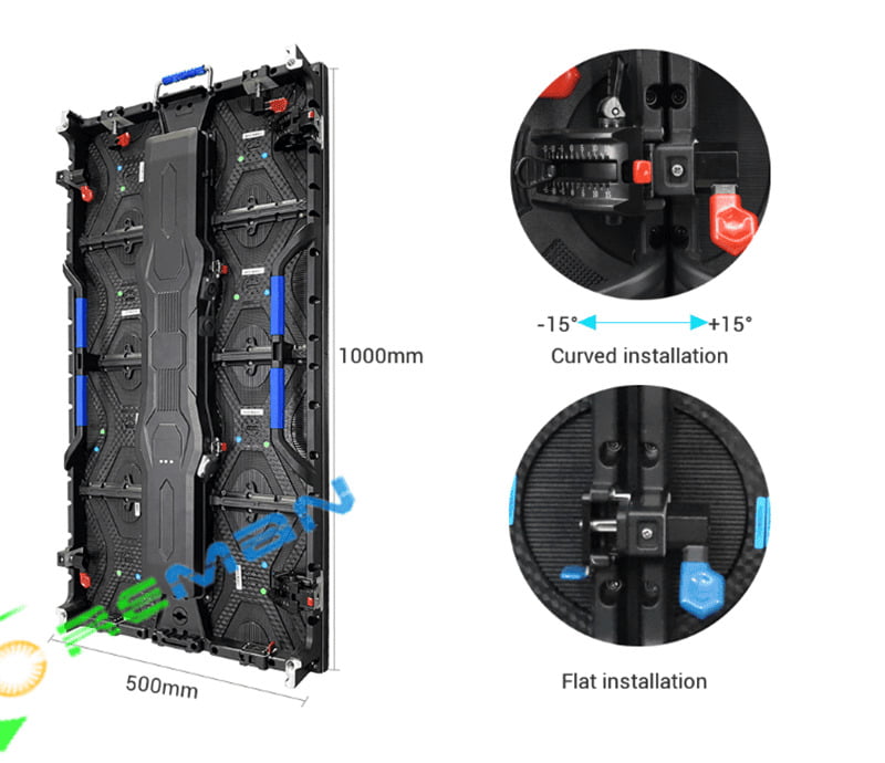 Rear View of Rental LED Panel with Quick-Lock System