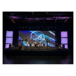 Close-up of ultra-lightweight rental LED display panel with easy-lock handles