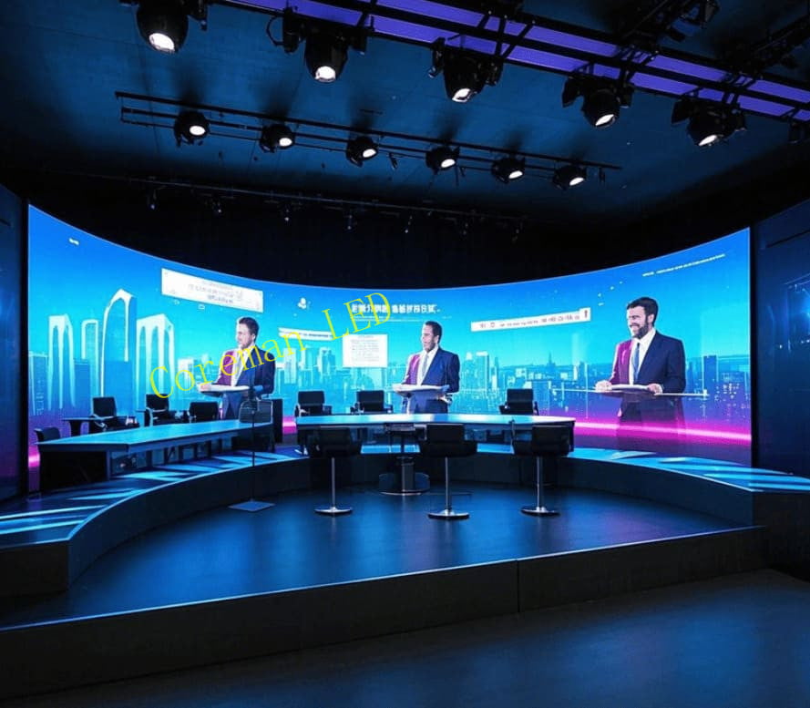 Concave flexible LED wall for immersive rooms