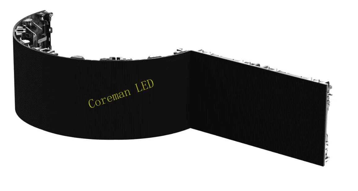 Convex curved LED screen using soft modules