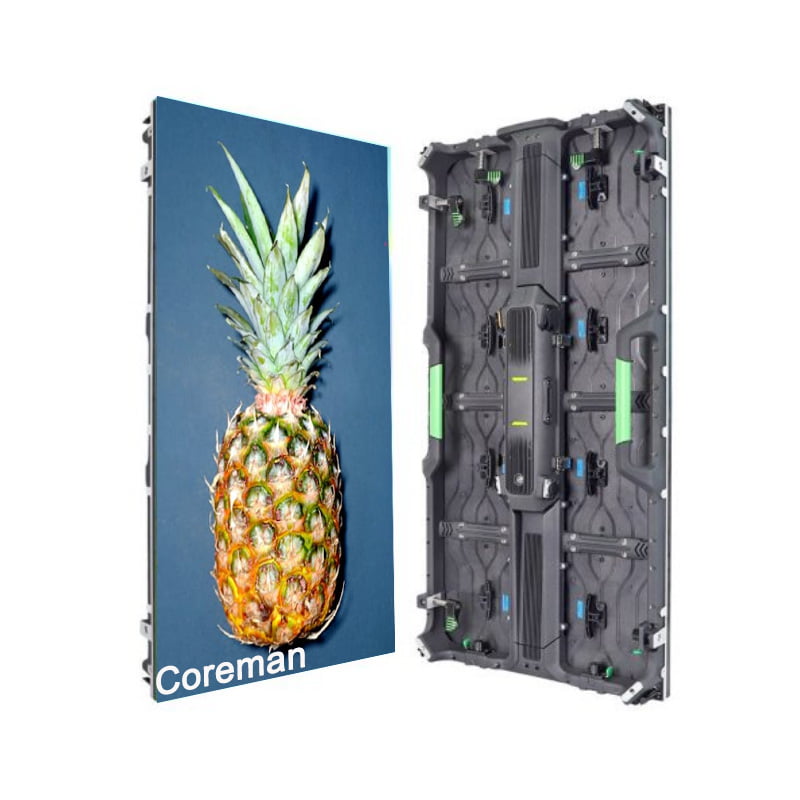 Detailed view of P1.9 stage LED display hub board for wireless internal power delivery