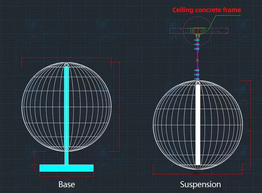 Dynamic 3D globe animation on LED sphere screen