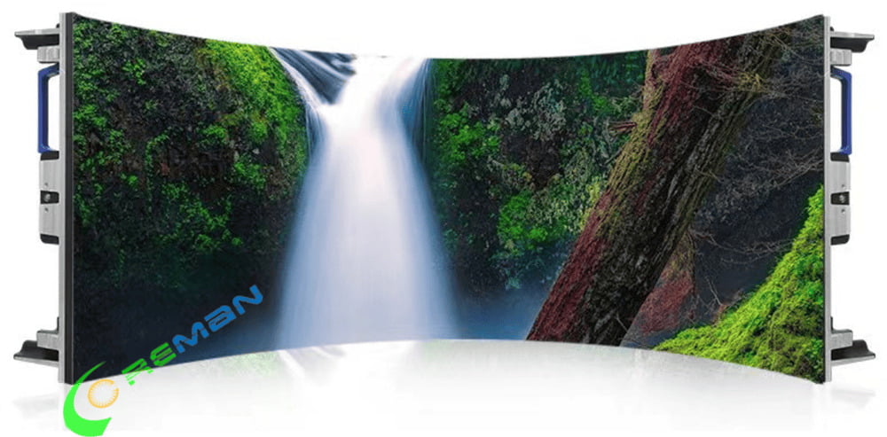 Ergonomic handle design on 500x1000mm rental LED panel for rapid stage rigging