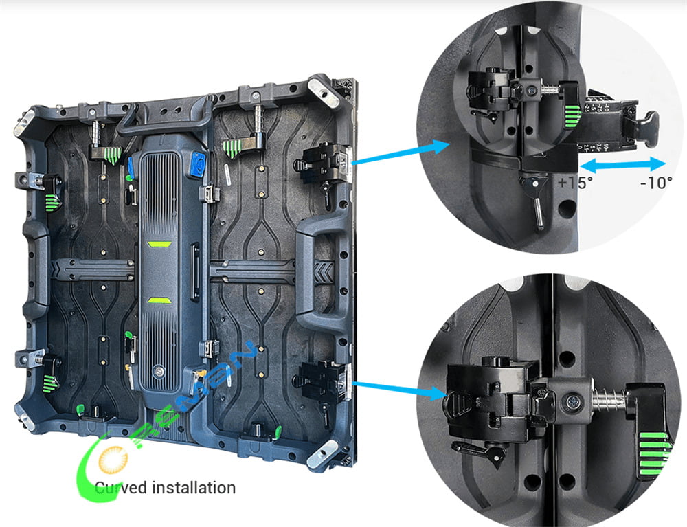 Fail-safe stage LED display engineering with cable-free internal hard connections