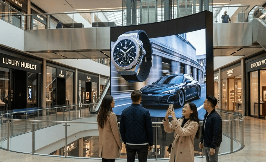 Front-service access for recessed 3D LED wall