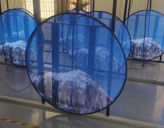 Hanging Transparent Round LED Display in Shopping Mall