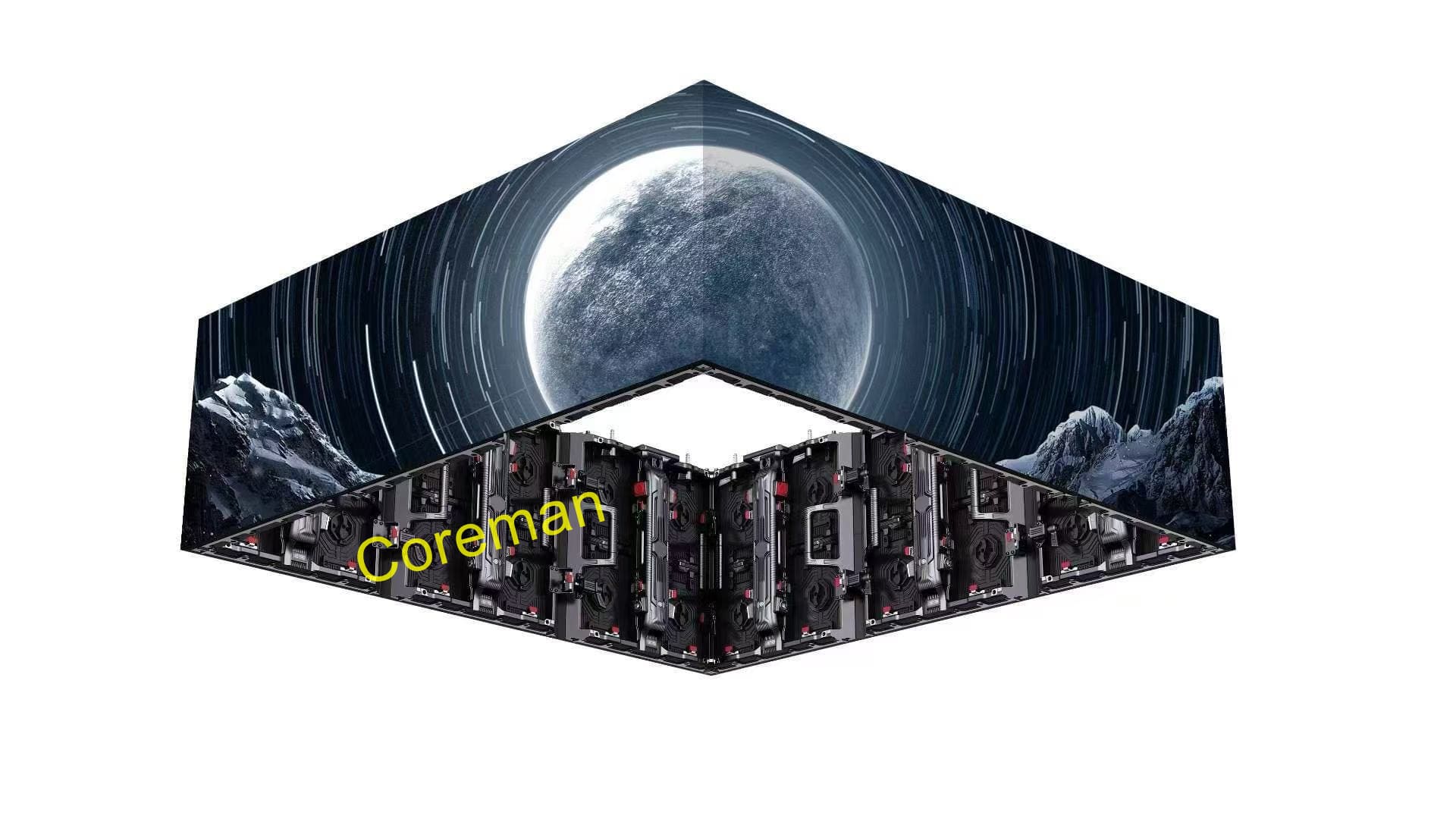 Integrated corner protection on CRC LED panels for safe transport in rental cycles