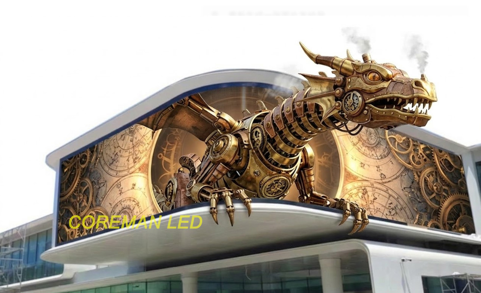 Seamless 90-degree corner outdoor 3D LED billboard