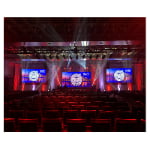 Seamless curved stage LED display screen for creative 3D visual environments