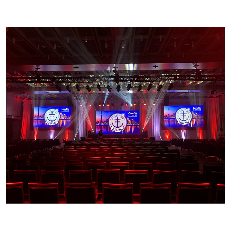 Seamless curved stage LED display screen for creative 3D visual environments