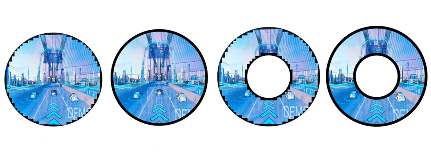Sector-shaped LED modules for seamless circular display assembly