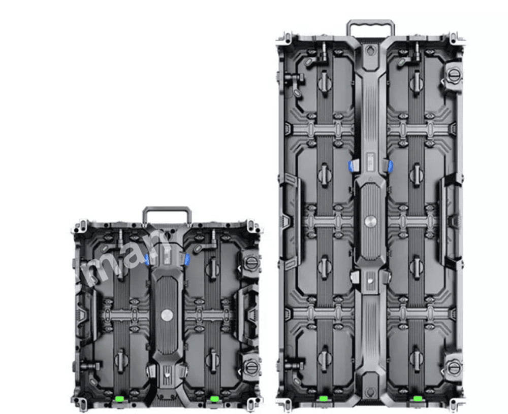 Turnkey P2.6 LED stage backdrop kit with specialized rigging bars and hanging accessories