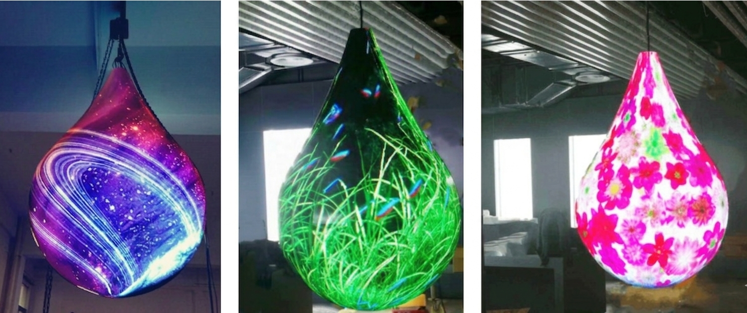 Vibrant Floral Pattern on Teardrop LED Display