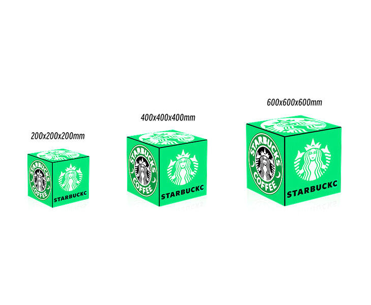 3D LED logo cube display for luxury retail storefront