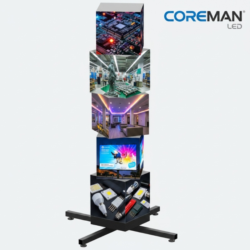 5-layer rotating LED cube display for creative advertising and brandin