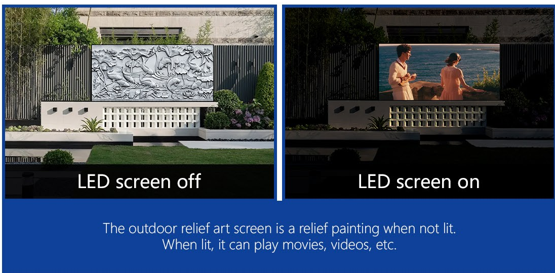 Front access maintenance for modular led painted screen units and actuators