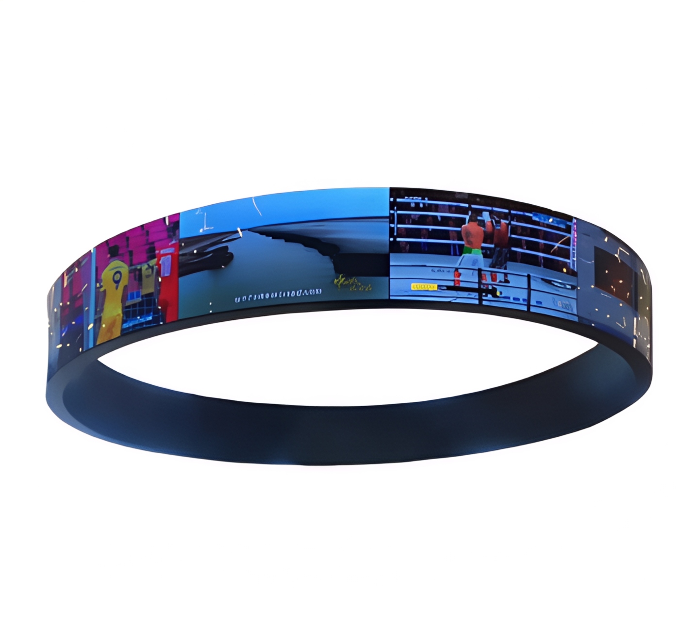 Seamless indoor flexible LED display with high refresh rate for smooth video.