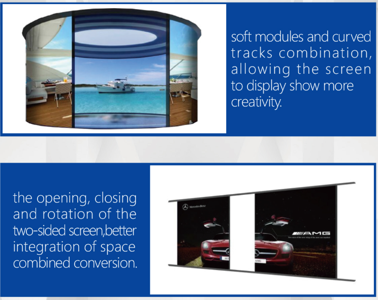 Programmable motion control system for vertical sliding LED walls