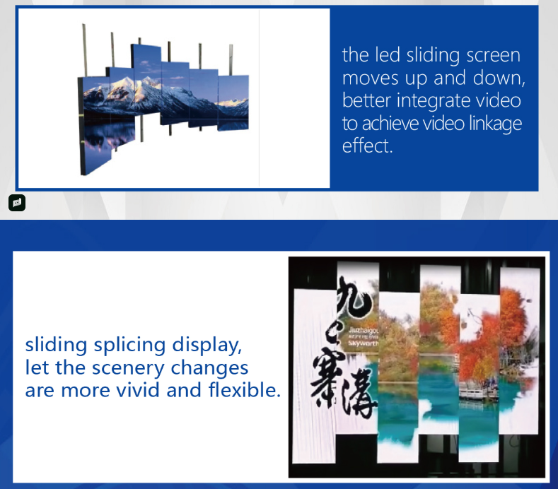 Slim cabinet LED sliding screen for exhibition space optimization