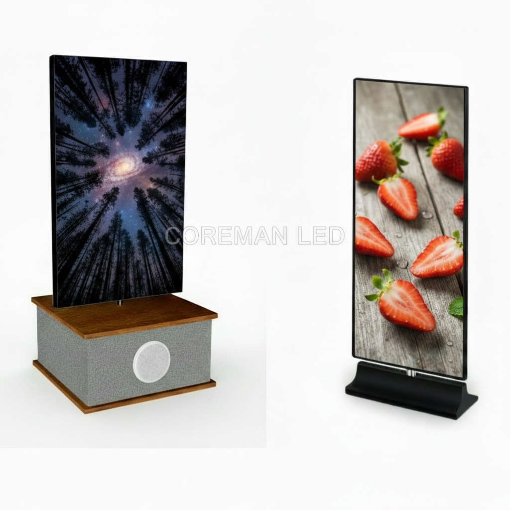 Slim industrial frame rotating LED screen