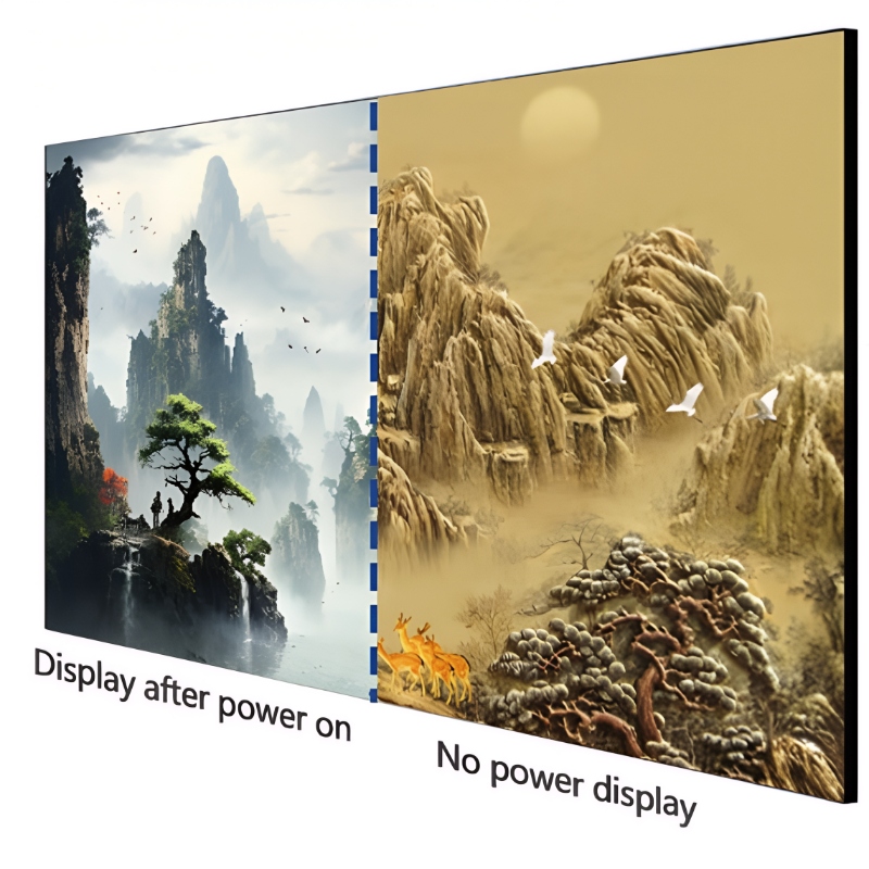 Transition of led painting screen from static artwork to high definition video