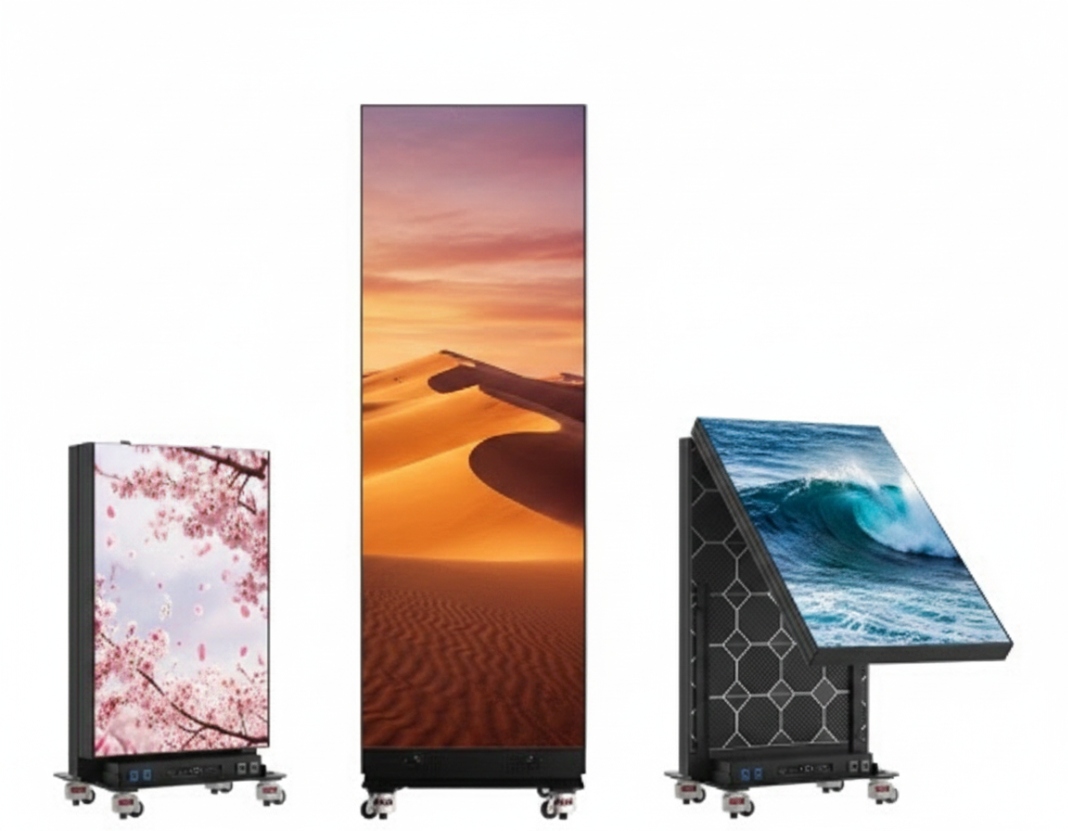 Cross platform content management system updating led poster via smartphone