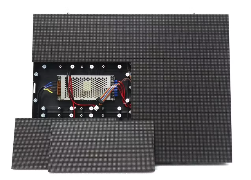 Front service LED video wall with vacuum suction tool for easy maintenance