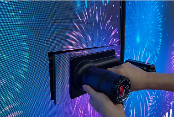 Front-serviceable Podium LED Display module replacement demonstration.
