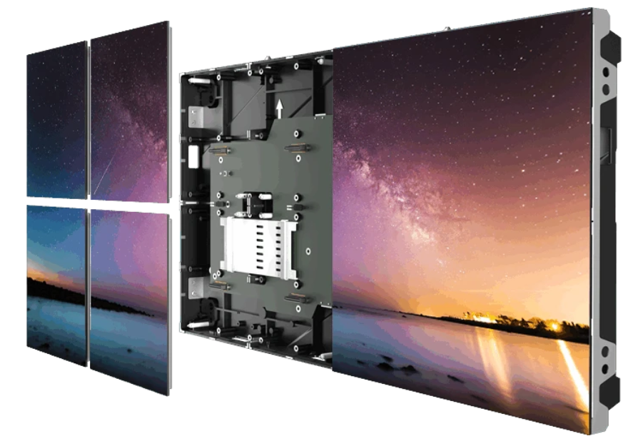 High-refresh-rate indoor Mini LED screen used as a studio background without moire effect