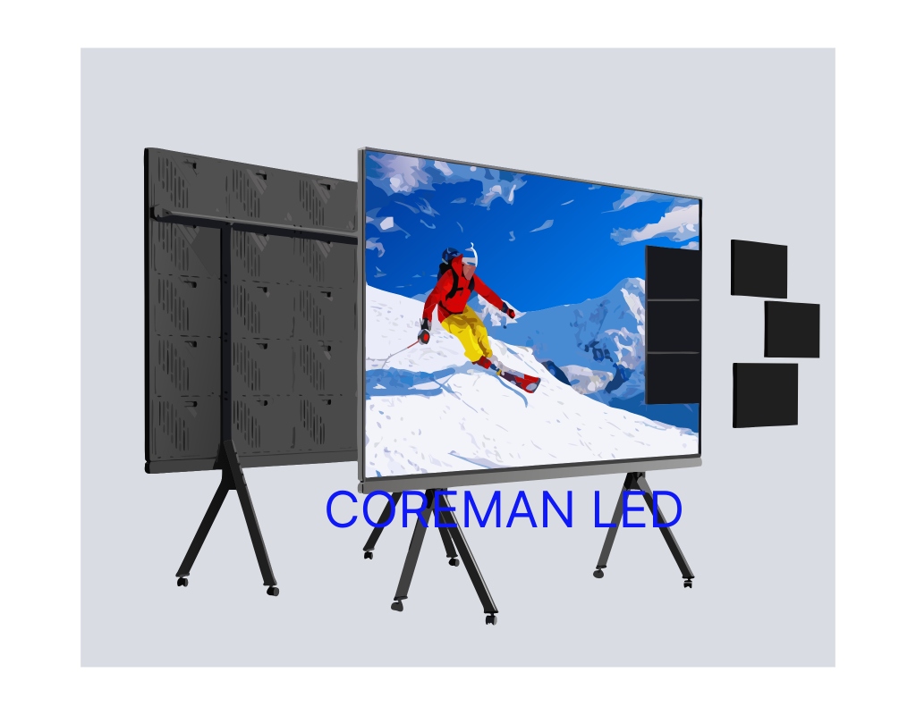 Integrated LED touch terminal with built-in processing unit and wireless screen sharing.