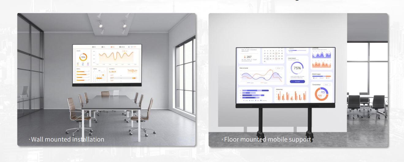 Mobile floor stand installation for All-in-One LED conference machine