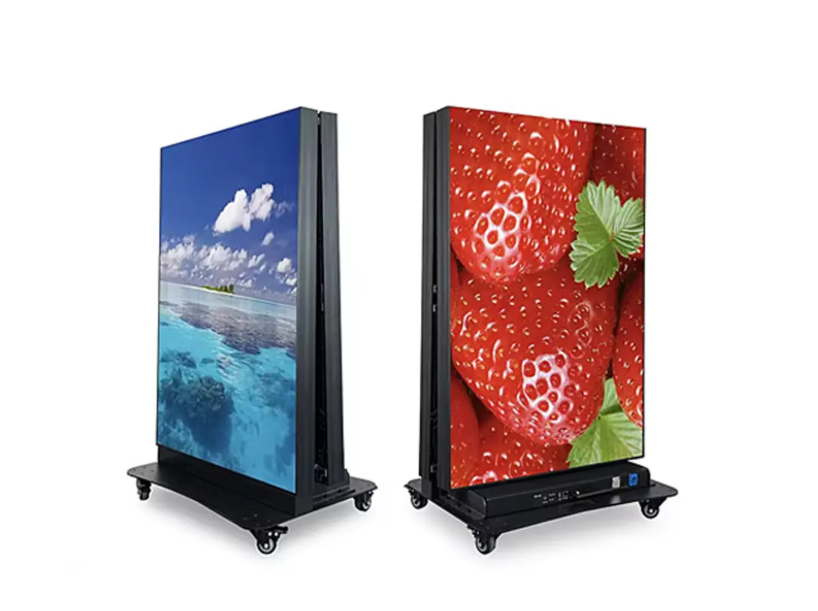 Movable retail led screen used as digital signage at exhibition trade show