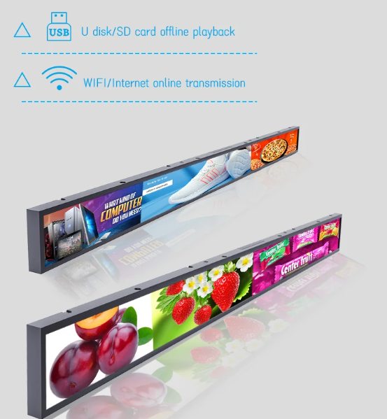 Multimedia formats support on shelf screen