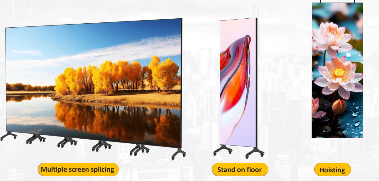 Portable slim single side smart LED poster screen digital display