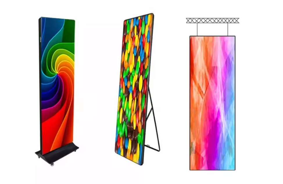 Rear kickstand bracket support for portable digital LED poster billboard