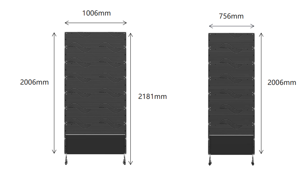 Side profile view showing the extremely thin cabinet design of the digital signage LED totem.