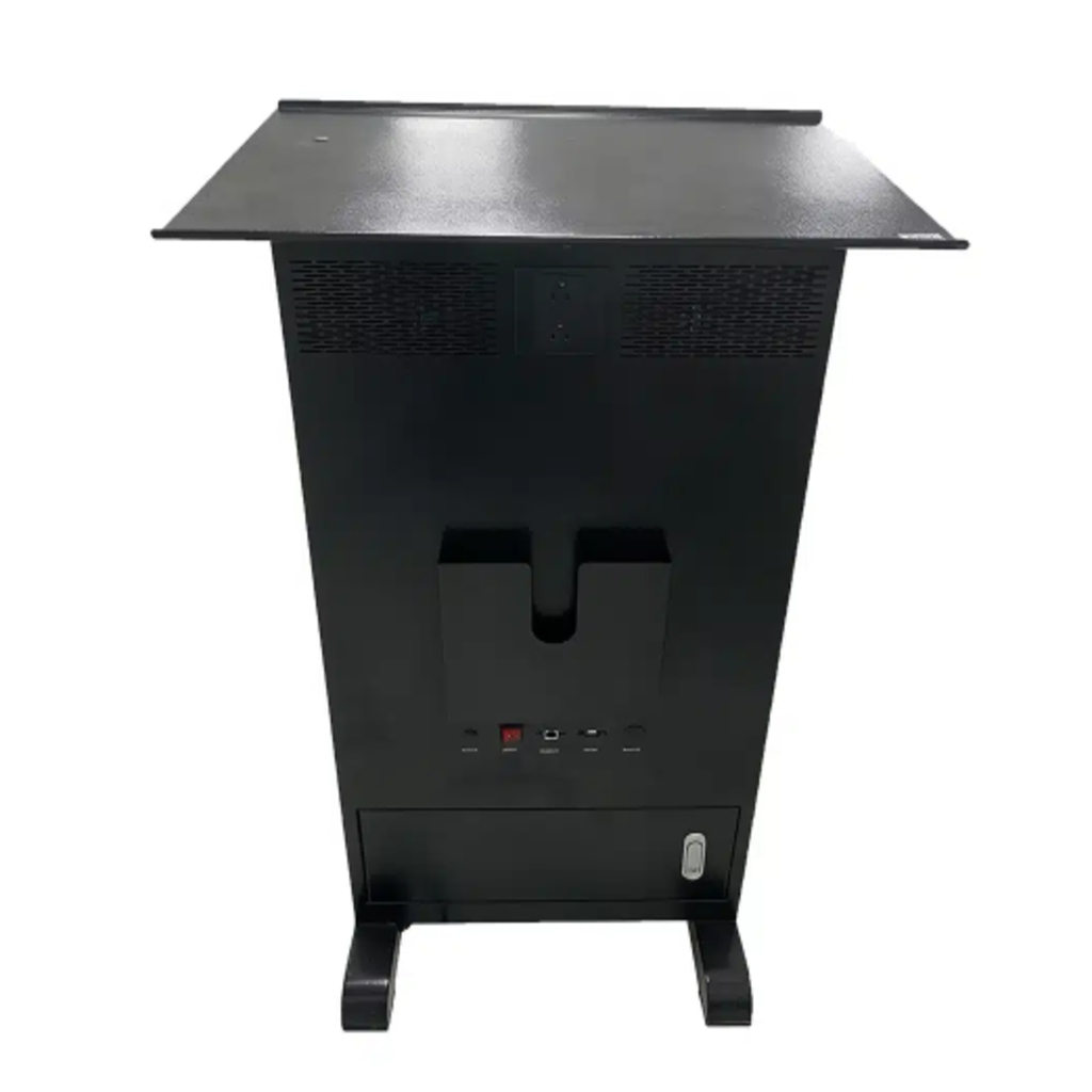 Side view of super-slim LED podium lectern for corporate boardrooms.
