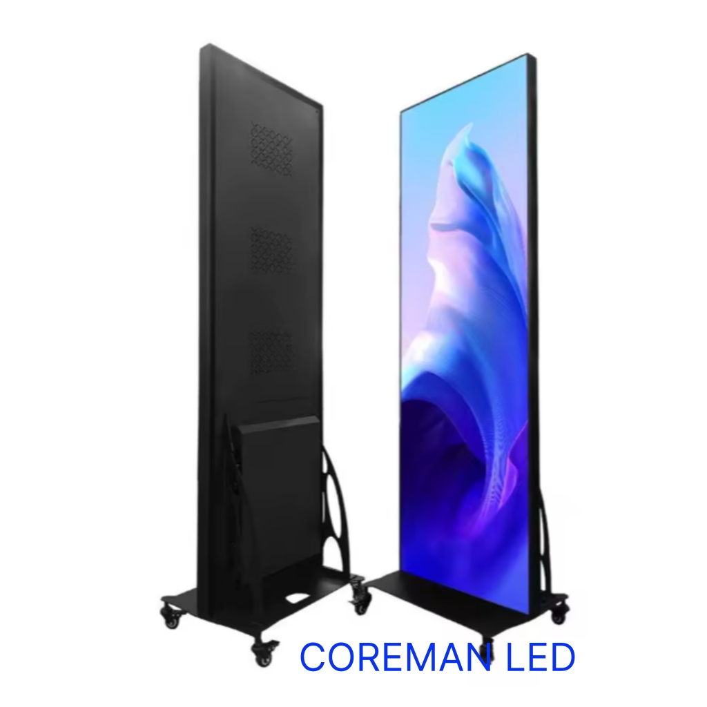 Slim cabinet design of floor standing LED poster display