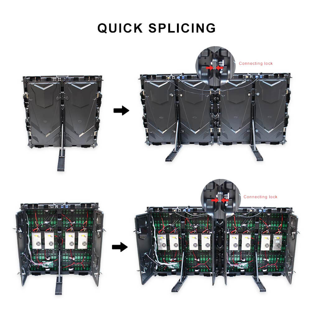 Die-cast aluminum cabinet design for stadium perimeter LED screen lightweight structure